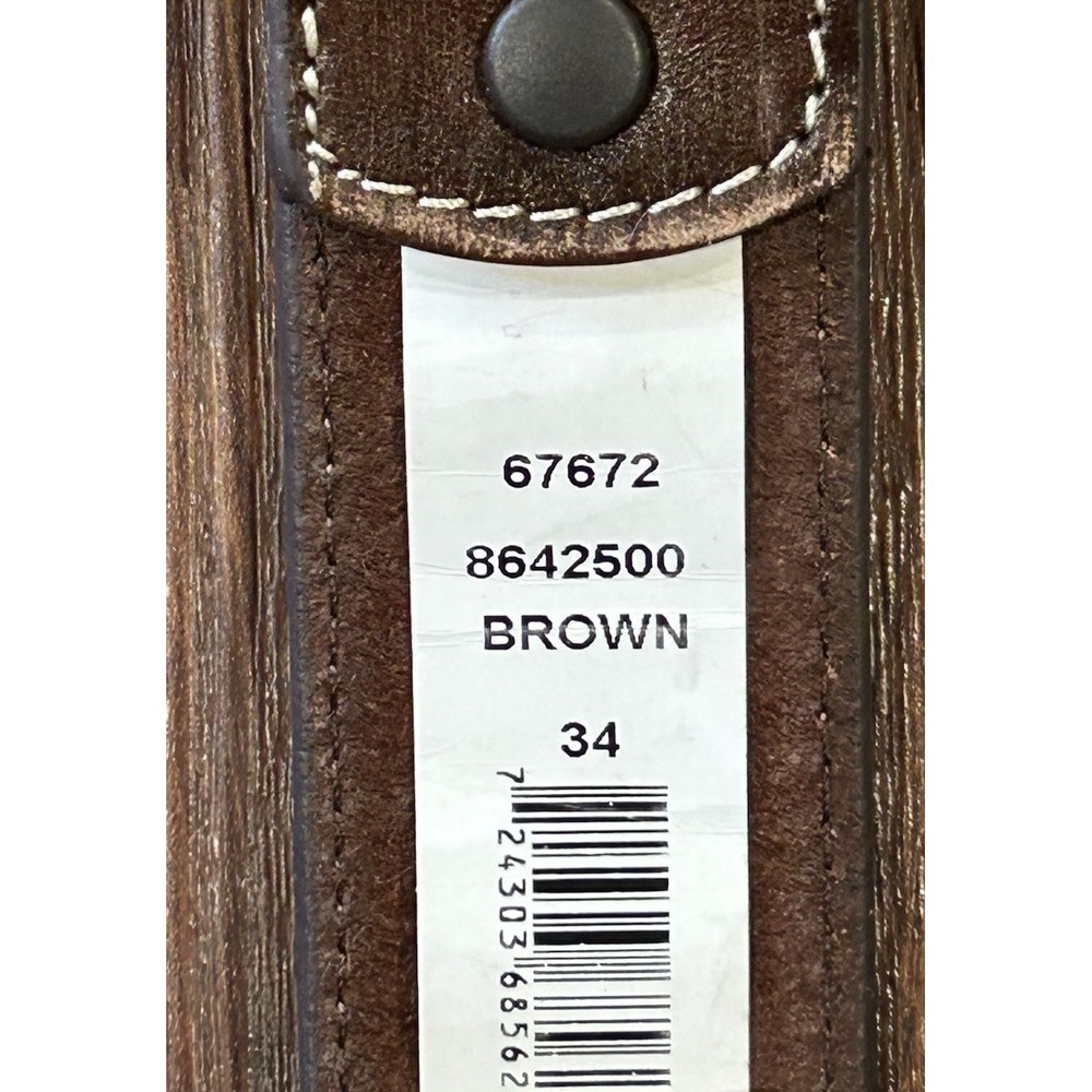 Roper Tooled Dark Brown Mens 34 Belt With Replaceable Silver Buckle - Picture 9 of 12
